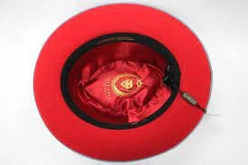 Princeton Collection Wool Felt Red Bottom Fedora Hat Snap Brim – Navy Blue/Red