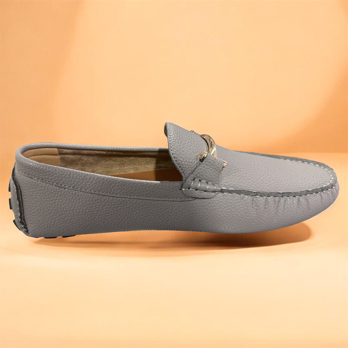 Grey Sintra Style Slip-On Sandals with Metal Buckle