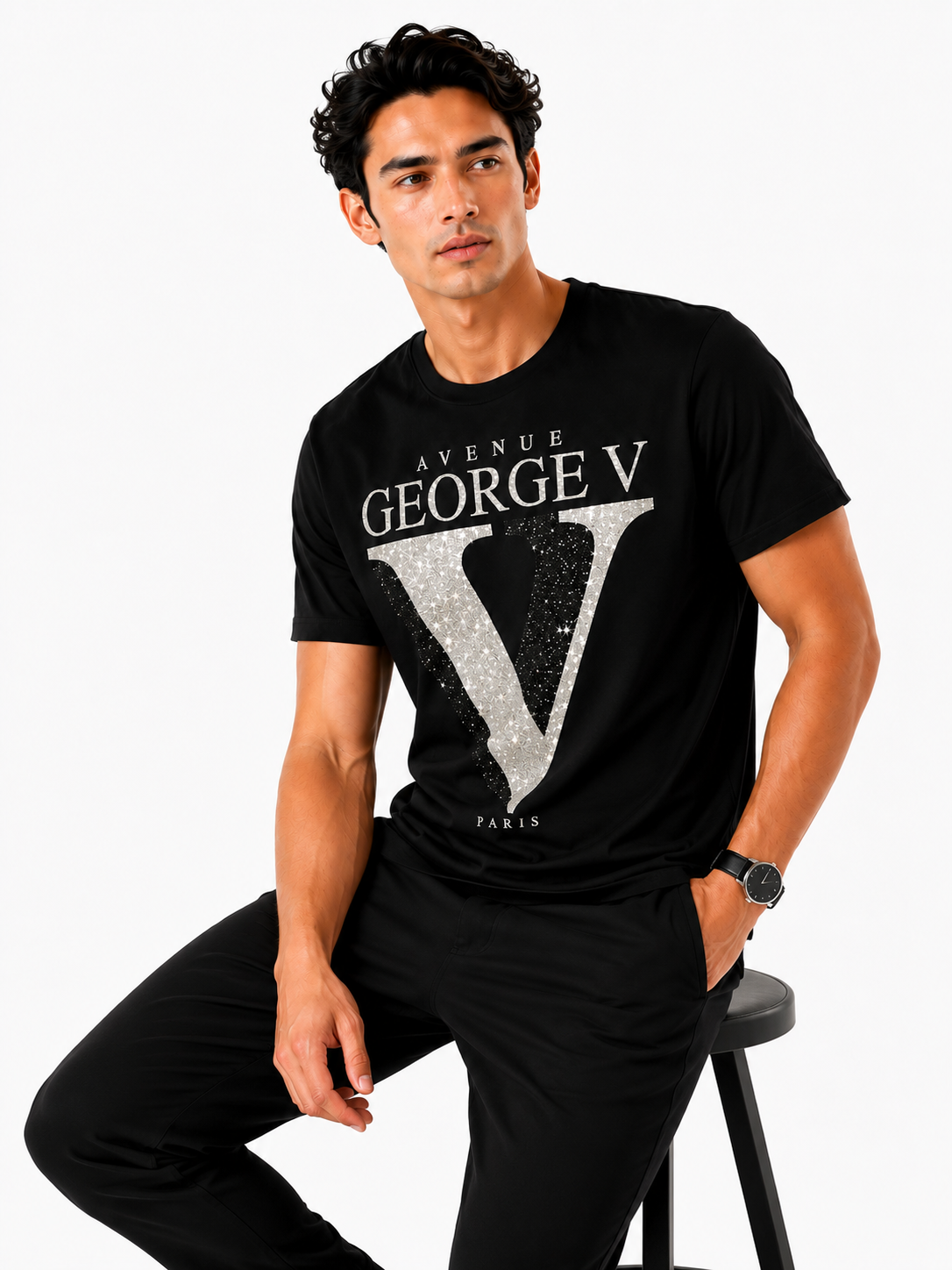 George Avenue Paris Plain T-Shirt - Black - back - aa0cffa9-6111-4f09-8cc6-c8348beb9819.png