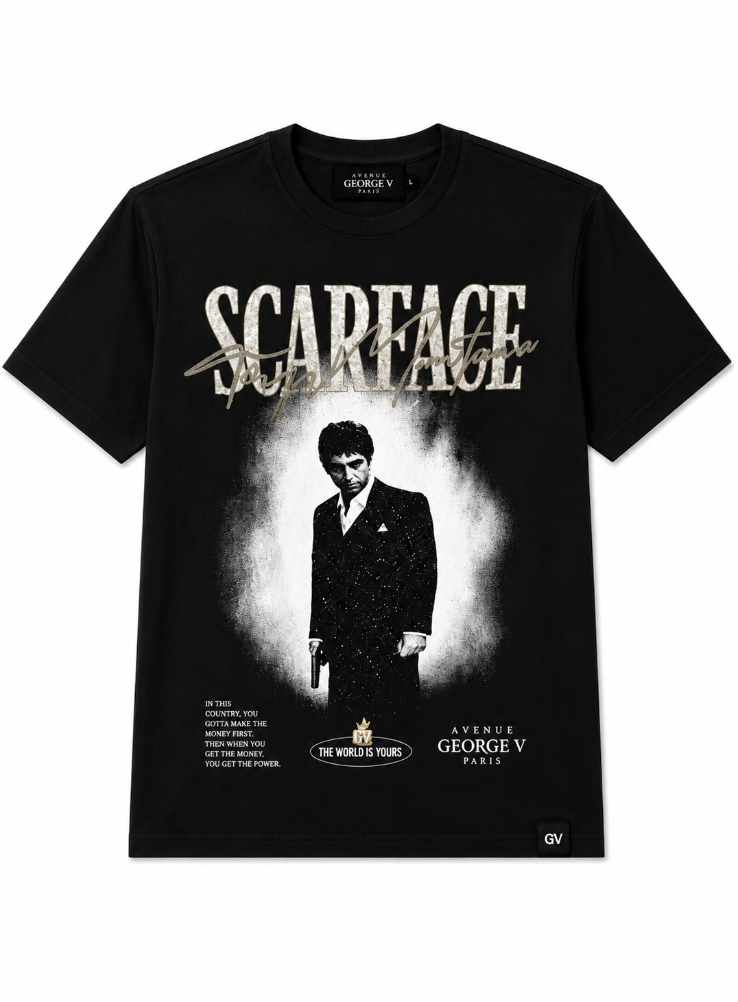 George V Scarface Short Sleeve T-Shirt - Black - product-only - aa2ca0d7-3a54-4e26-af1d-caab36becf92.png