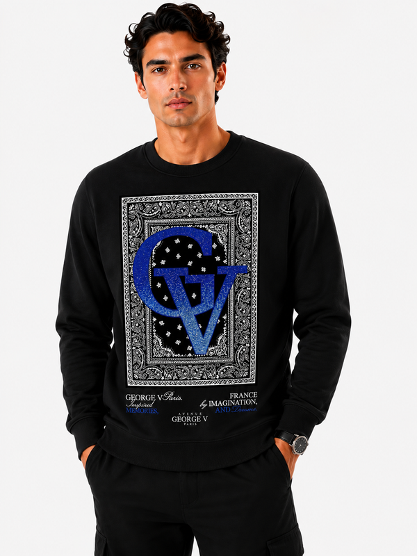 George V Monogram Crest Sweatshirt - Black - front - adfa2664-bb34-4c37-a5bf-2de9fe93dafe.png