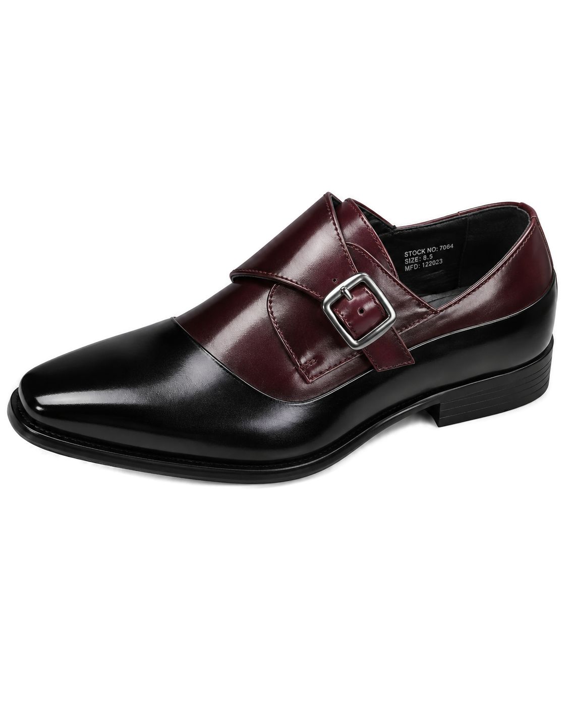 Dress Shoes Folded Vamp Monk Strap 2-Tone-Black/Burgundy - Product image 1 - afae7619-3d95-4396-80f0-fc384846bfed-bg-white.png