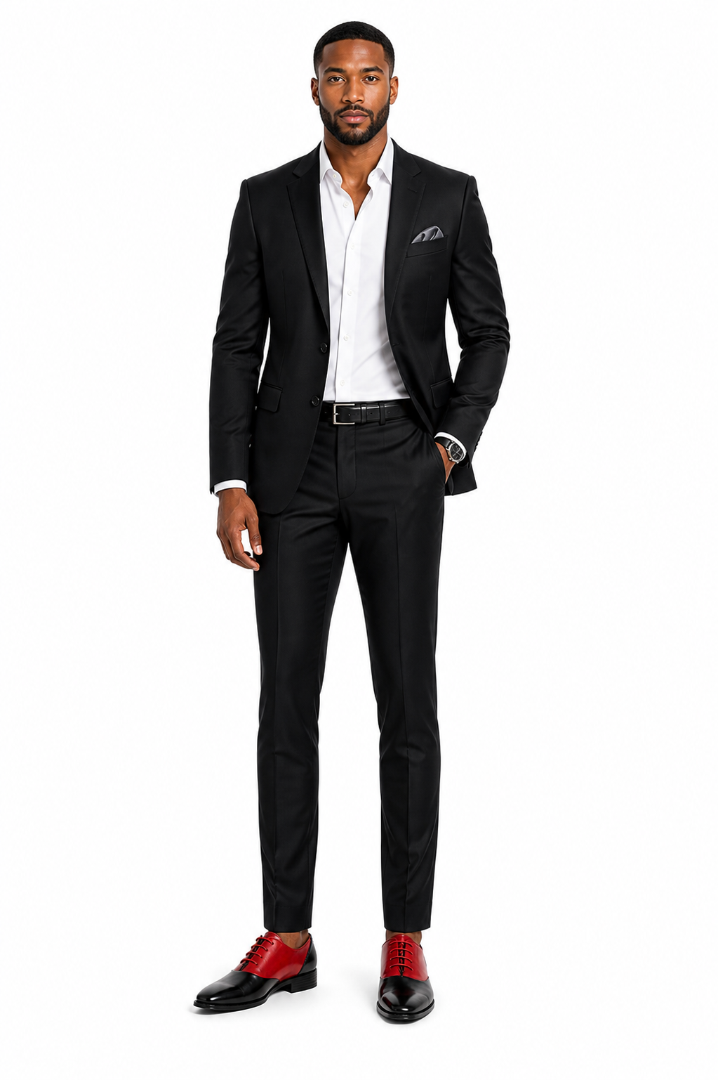 Two-Tone Black/red - Model wearing shoe - antonio-cerelli6984-03-model-centered.png