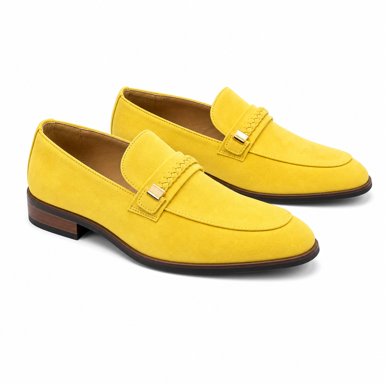 Moc Toe Woven Strap Slip-on Men's Dress Shoes Yellow - Product image 2 - antonio-cerelli702444-02-product-pair-imagegen.png