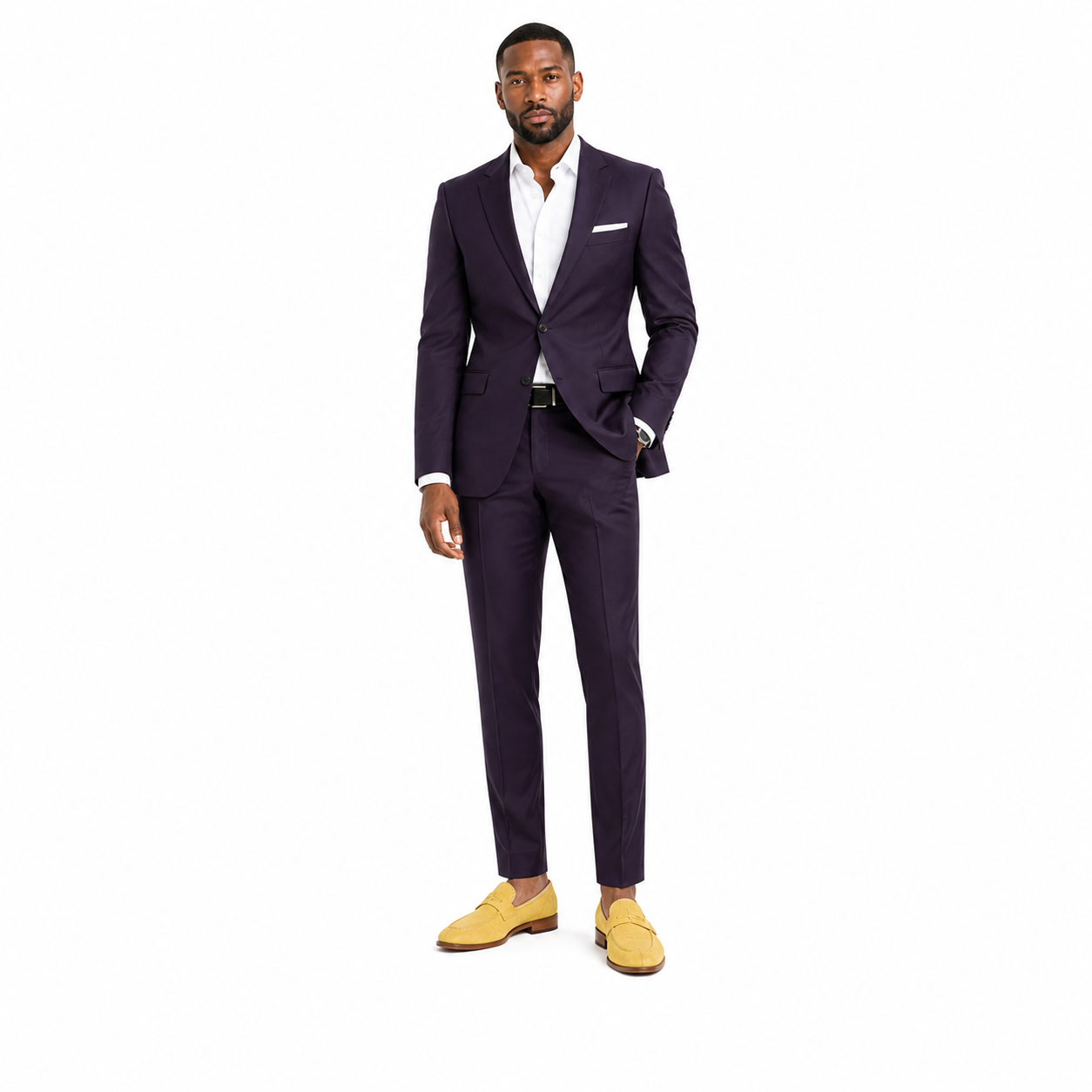 Moc Toe Woven Strap Slip-on Men's Dress Shoes Yellow - Model wearing shoe - antonio-cerelli702444-03-model-centered-imagegen.png