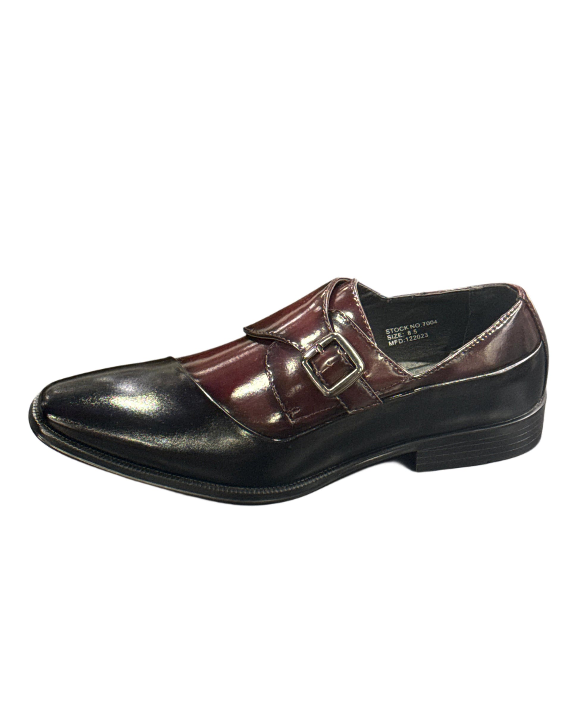 Dress Shoes Folded Vamp Monk Strap 2-Tone-Black/Burgundy 9.5 Dress Shoes Folded Vamp Monk Strap 2-Tone-Black/Burgundy 9.5