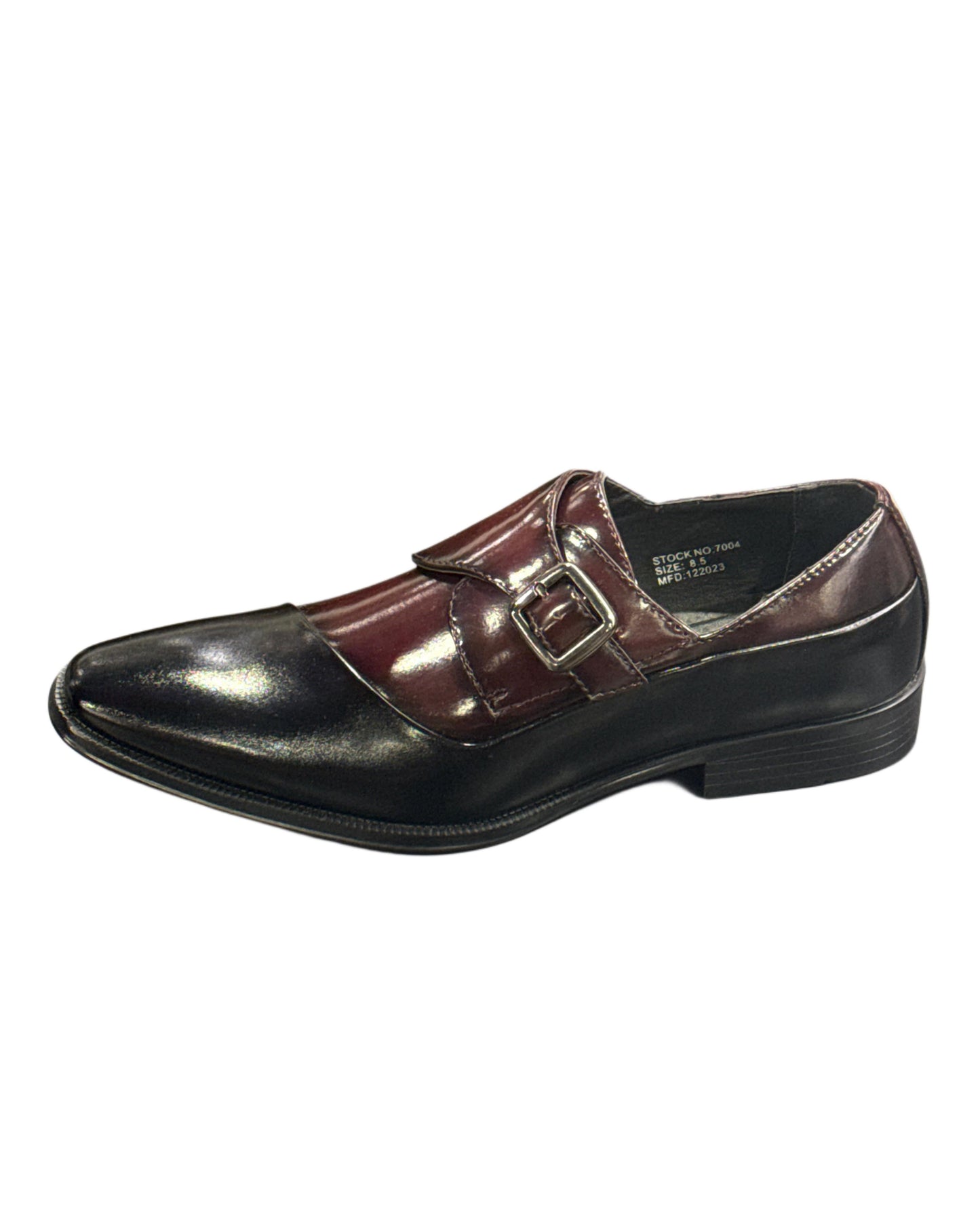 Dress Shoes Folded Vamp Monk Strap 2-Tone-Black/Burgundy