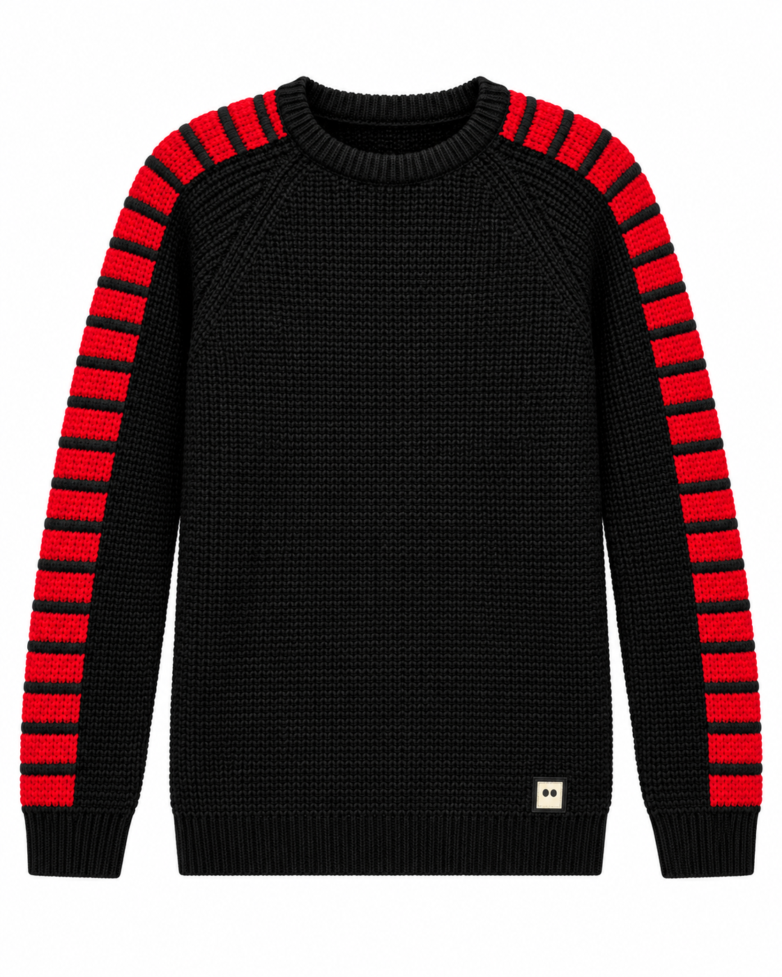 Barabas Men's Striped Sleeve Sweater in Black / Red – men's Barabas sweater at Turning Point, Baltimore