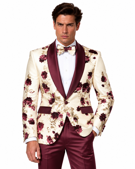 Manzini  Blazer Burgundy-Gold - Manzini designer blazer photo 1 - bdaa8135-6b39-492f-98db-7ed0d269d459.png