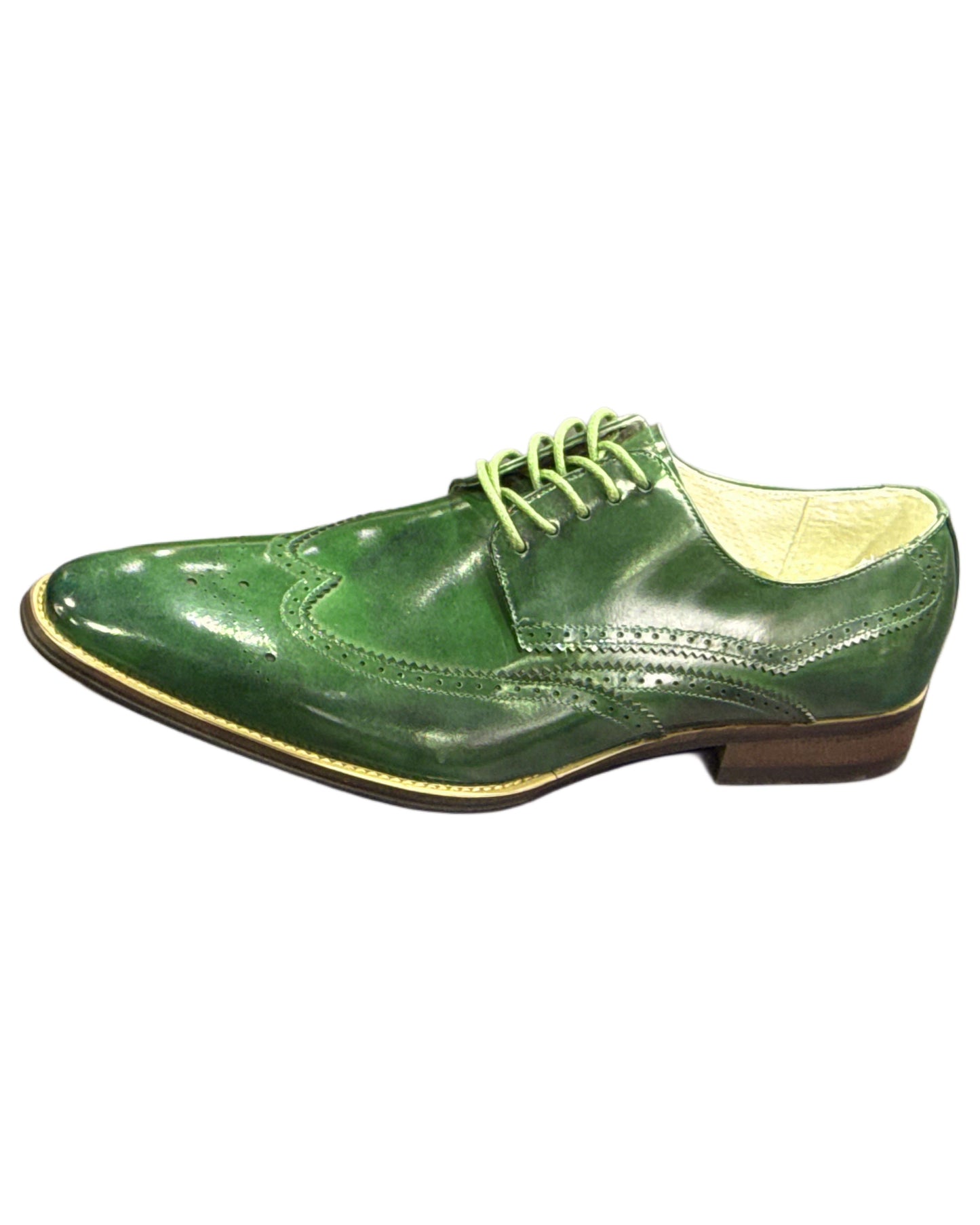 GIOVANNI Wingtip Leather Oxford Lincoln-Olive