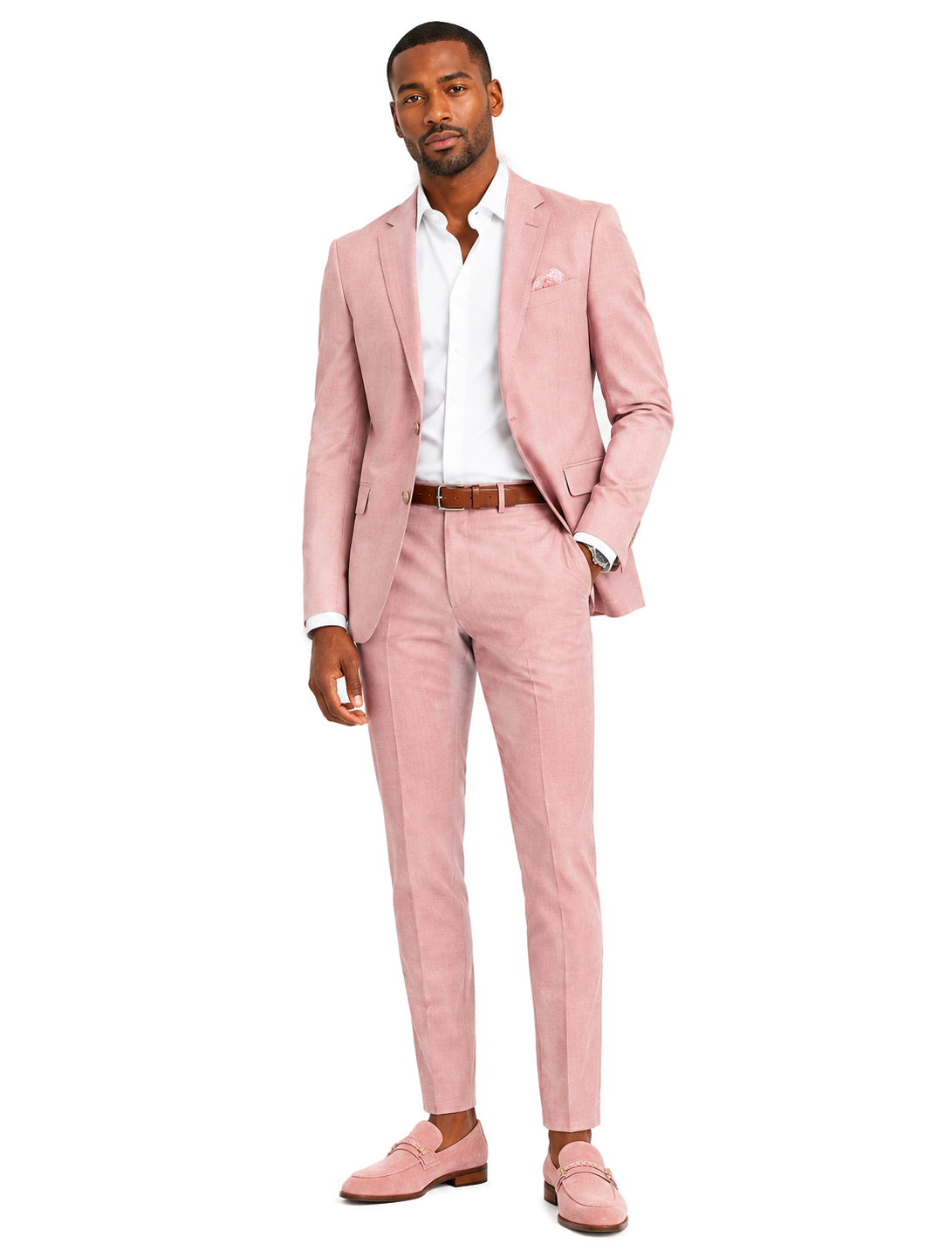 Moc Toe Woven Strap Slip-on Men's Dress Shoes Lilac - Model wearing shoe - cab4f948-07a0-4356-80c2-d2d1eb23d8c0-bg-white.png