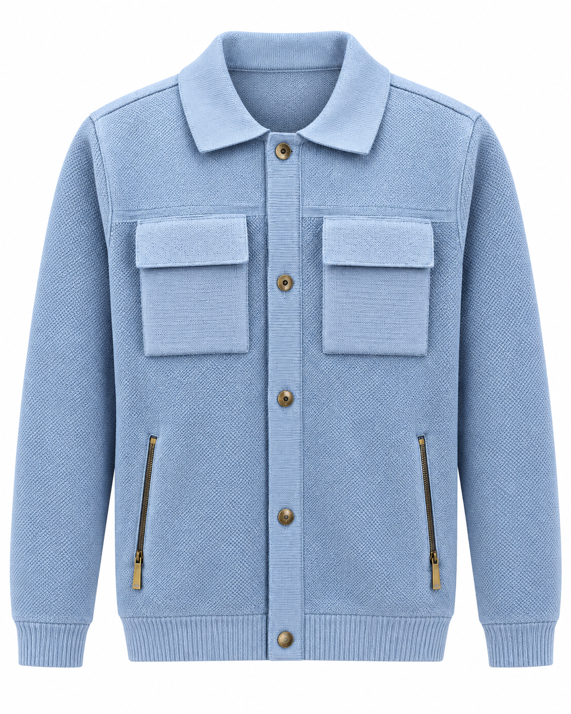 Cigar Men's Knit Shirt Jacket in Sky Blue – men's Cigar sweater at Turning Point, Baltimore