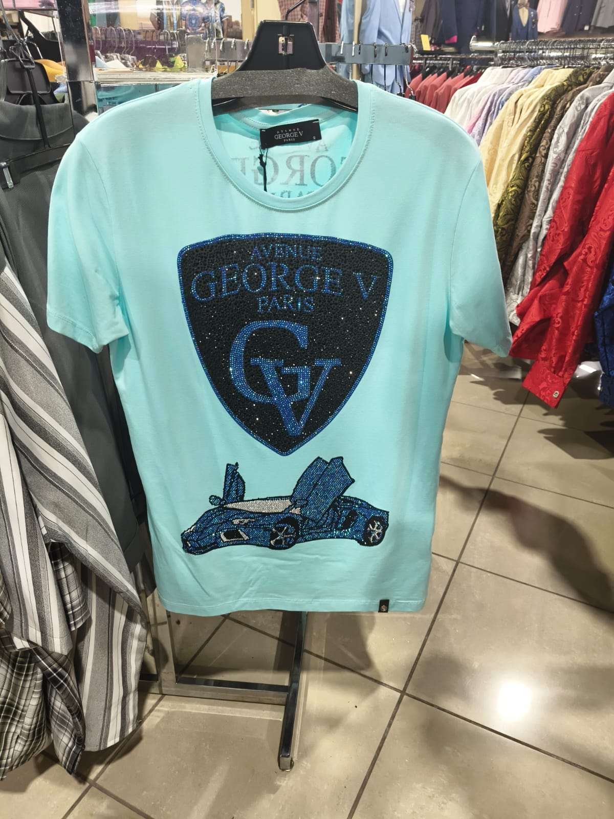 George V Crest Car Short Sleeve T-Shirt - crest-car-light-blue.jpg