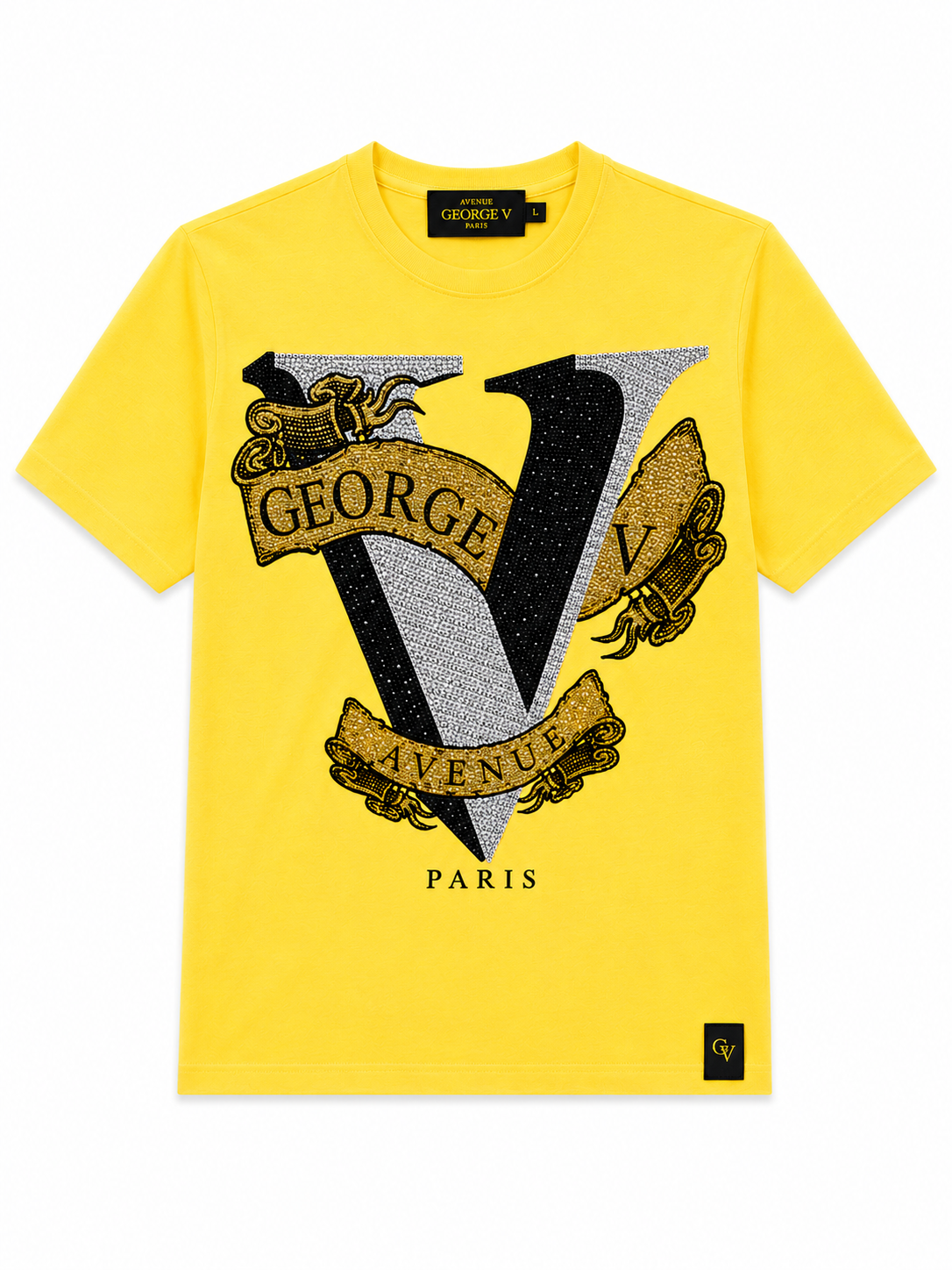 George V Ribbon V Short Sleeve T-Shirt - Yellow - product-only - d04f464e-e02b-4dae-85dd-c66e5275fbd0.png