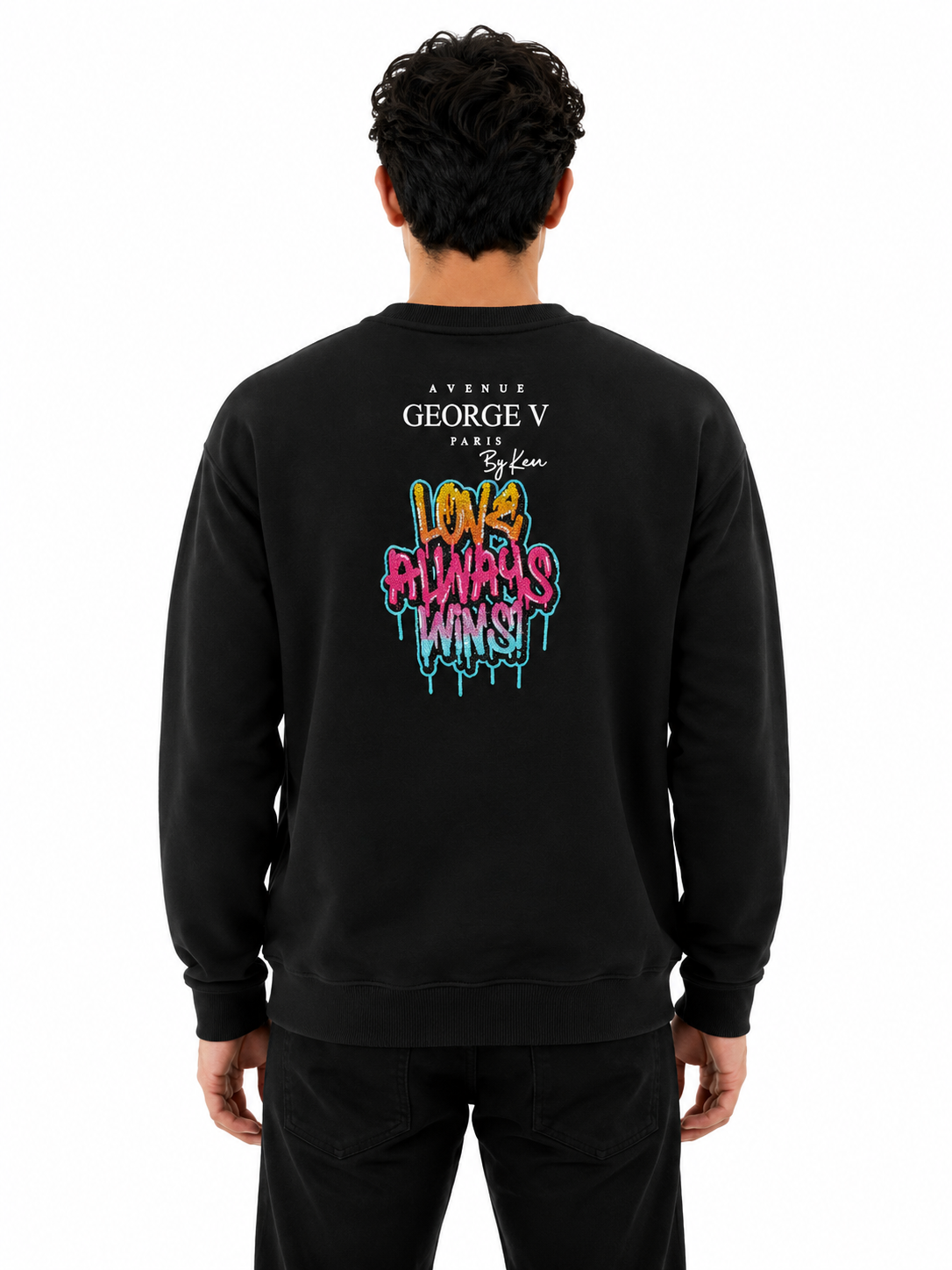 George V Love Always Wins Sweatshirt - Black - back - d2254da5-c000-4794-a3e0-0f51d2e71cd2.png