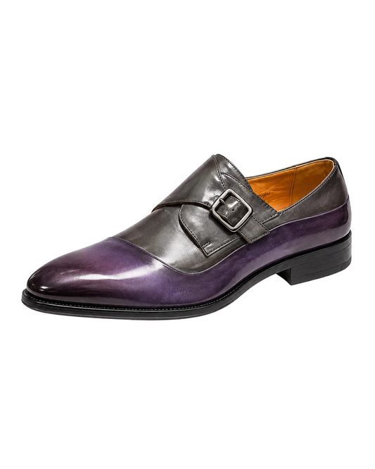 Dress Shoes Folded Vamp Monk Strap 2-Tone Purple/Grey - Product image 1 - d415dbbd-d70b-489e-b3f4-cf48ca1516a1-bg-white.png