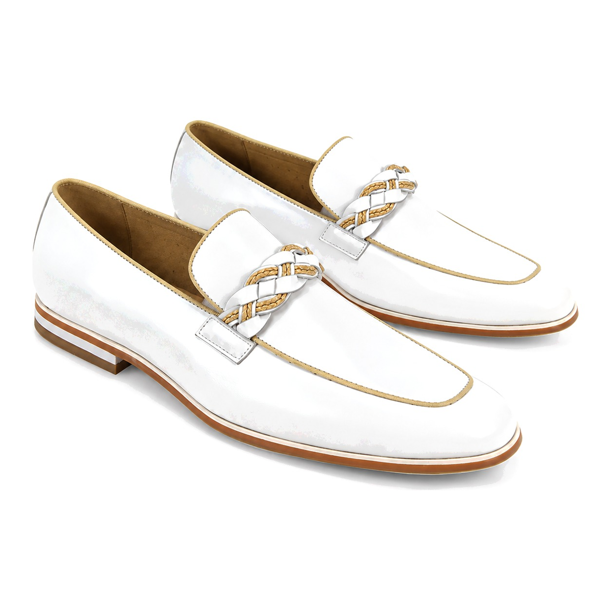 Giovanni Tudor Men's White leather Dress Shoes - two tone dress shoe photo 1 - d9fadf3c-1bed-4d9c-a18f-46550df9b2e5.png