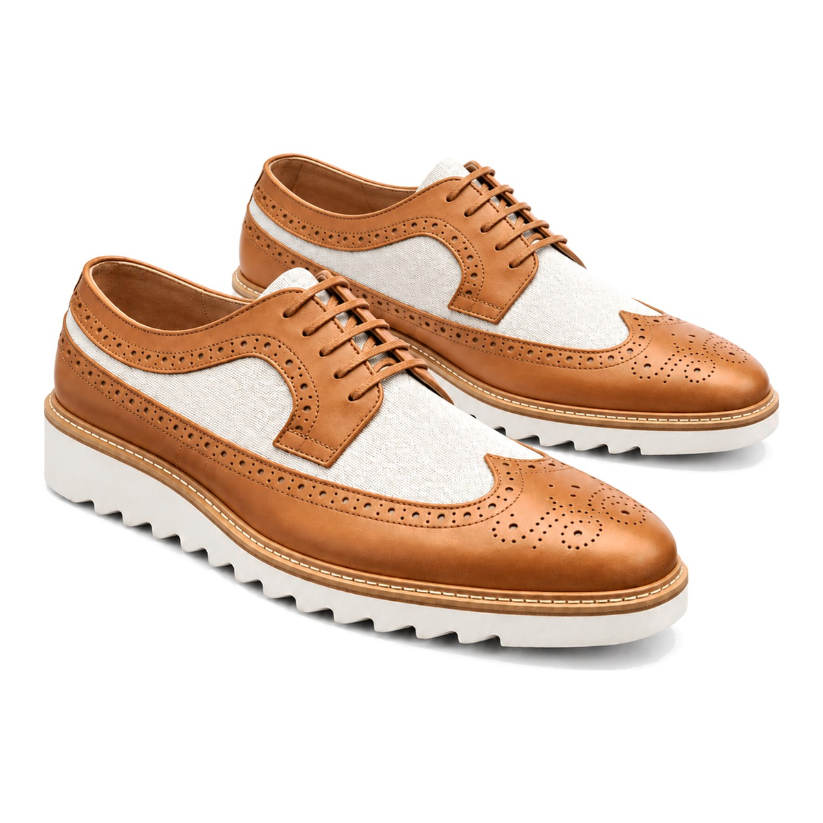 Giovanni Men's Two Tone Wingtip Leather Oxford Dress Shoes – Latte - two tone dress shoe photo 1 - dc4755e8-0bd3-42f0-a5fd-a11d6c820d12.png