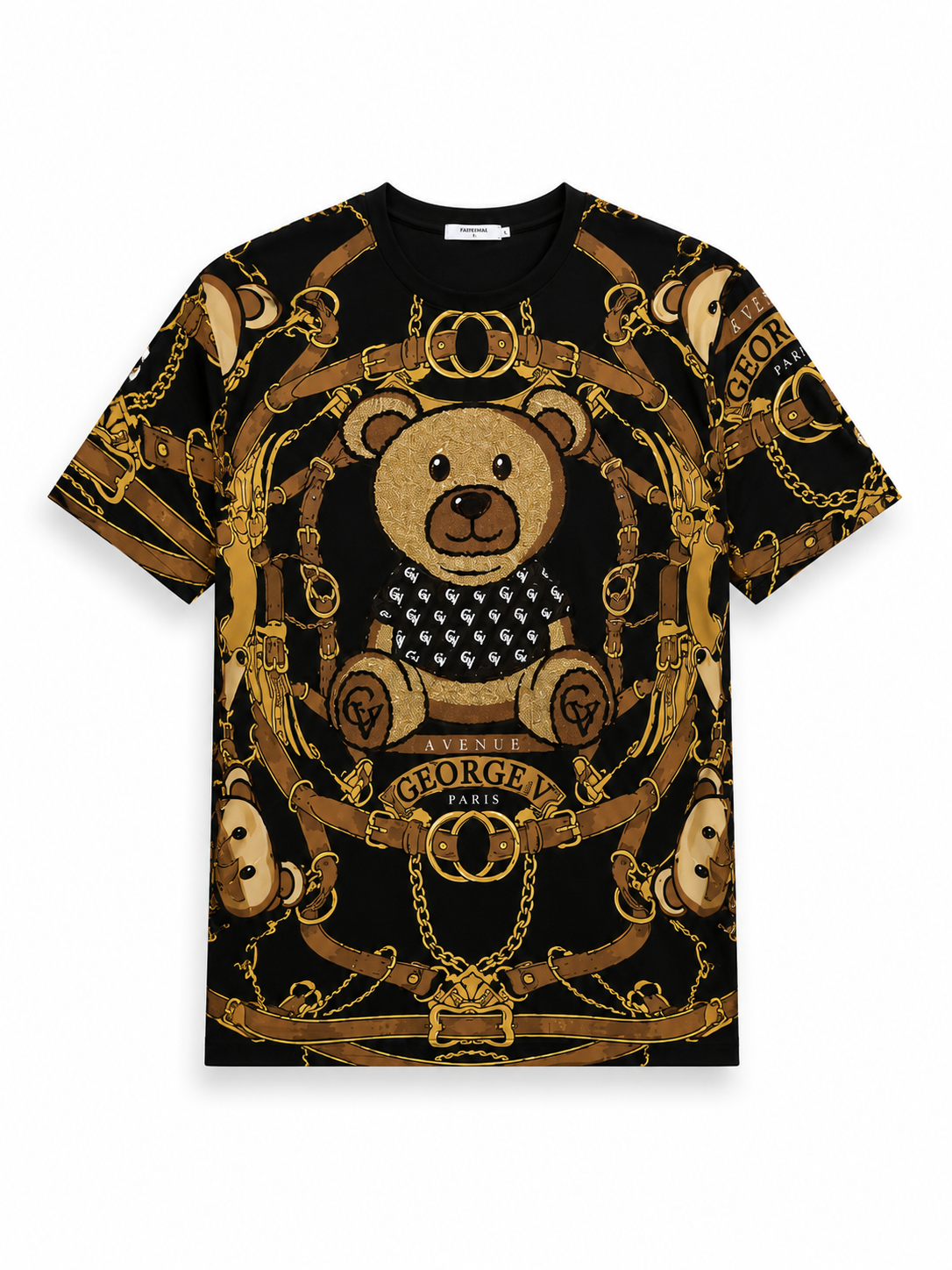 George V Teddy Bear Allover Short Sleeve T-Shirt - Black - product-only - f3ffdafa-9a25-49bc-8bdf-e6b1d855ebe3.png