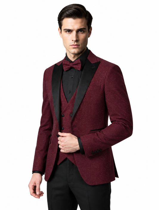 Men's Burgundy Tuxedo Black Lapel Suit - premium Turkey suit photo 4 - f9264eec-b92a-458f-800e-0caf0ec95b55.png