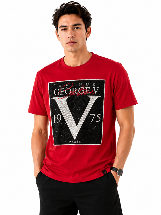 George V Couture 1975 Short Sleeve T-Shirt - Red - front - fc16477e-70b0-4619-b8f1-12a29e00a0a4.png