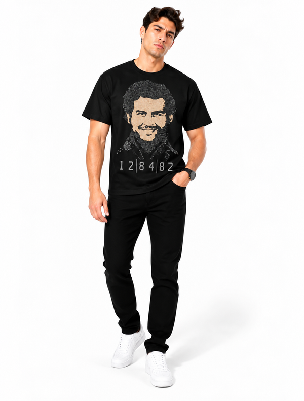 Man wearing Avenue George V Paris 128482 T-Shirt in Black – men's graphic tee at Turning Point, Baltimore