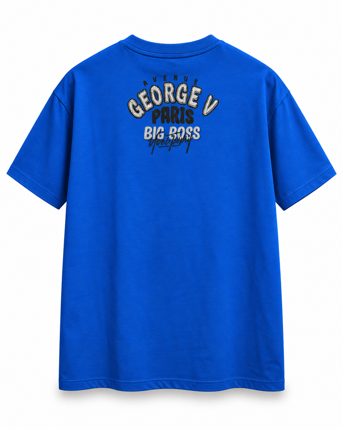 Avenue George V Paris Big Boss Bear T-Shirt in Blue, back view