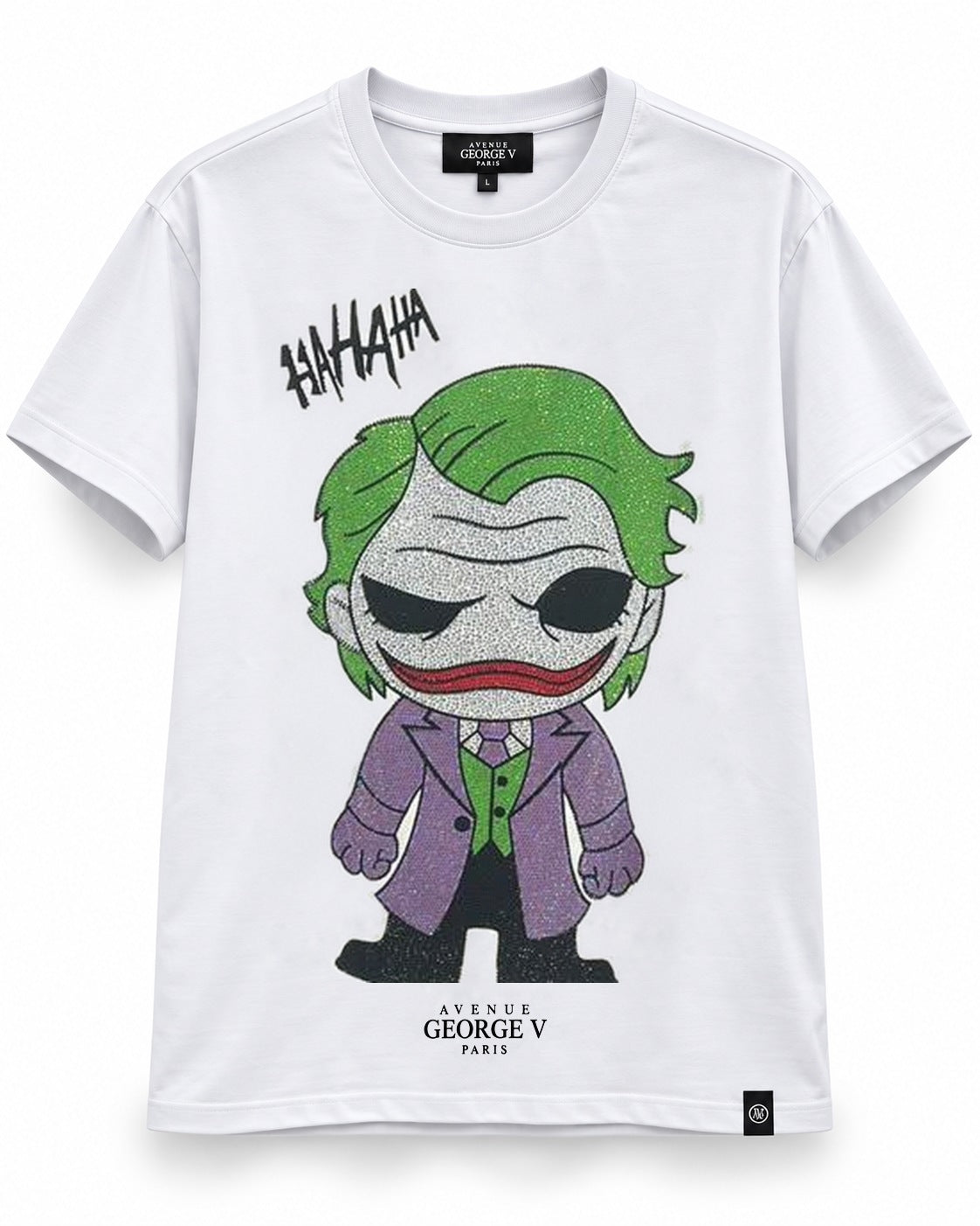 Avenue George V Paris Joker HAHAHA T-Shirt in White, front flat product photo