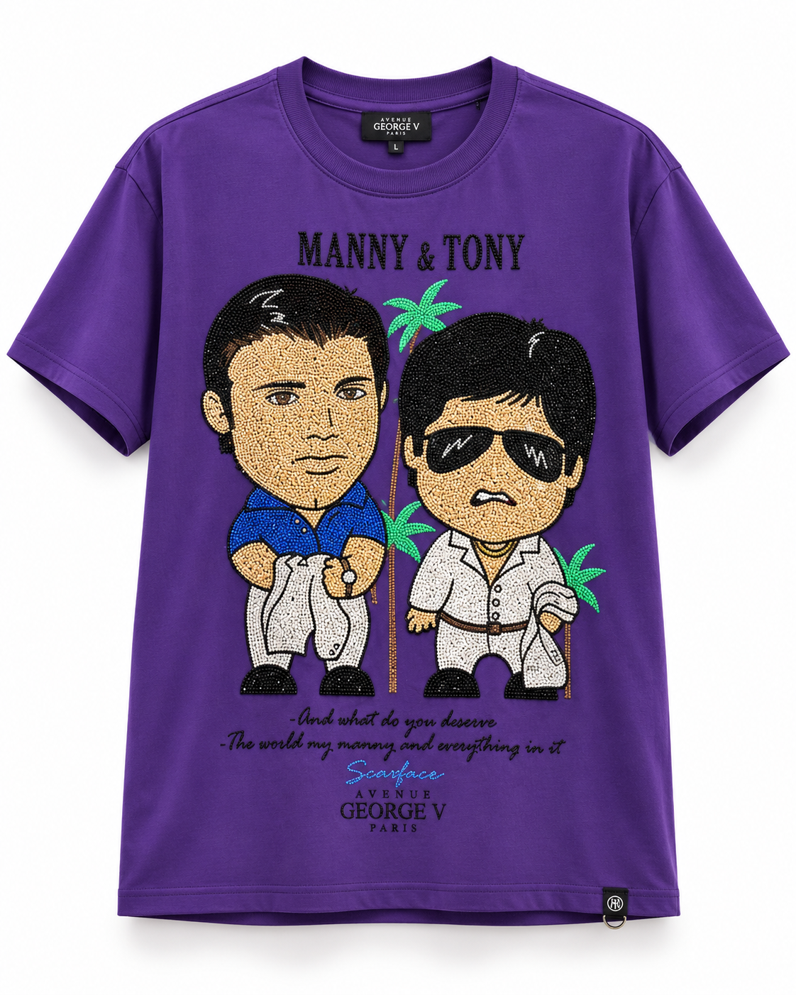 Avenue George V Paris Manny & Tony T-Shirt in Purple, front flat product photo