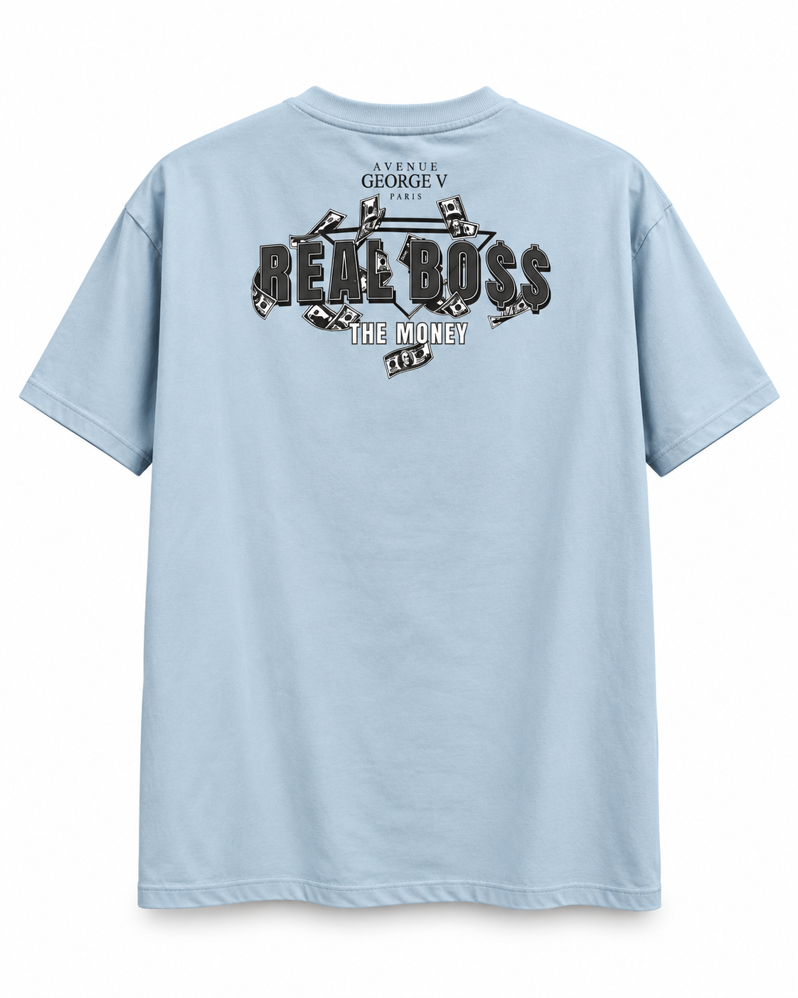 Avenue George V Paris Plata O Plomo T-Shirt in Light Blue, back view