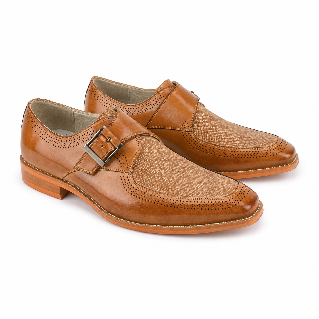 Giovanni Tan Montee Men's Leather Dress Shoe - Elegant Buckle - Product image 2 - giovanni-tan-monte-02-product-pair-imagegen.png