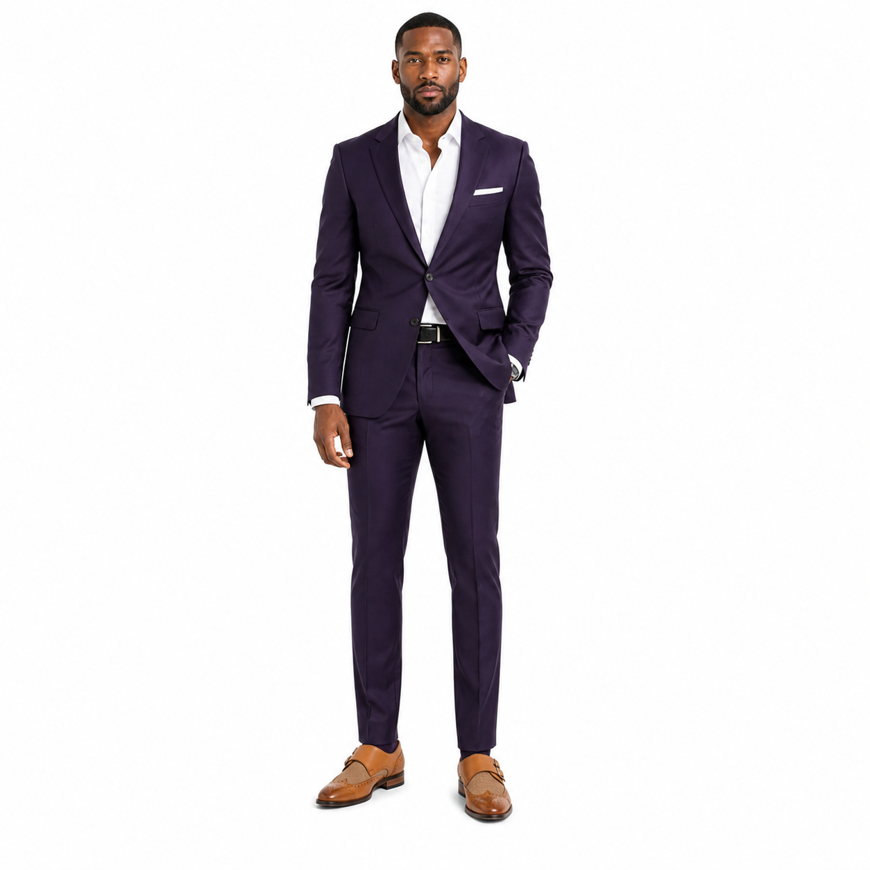 Giovanni Tan Montee Men's Leather Dress Shoe - Elegant Buckle - Model wearing shoe - giovanni-tan-monte-03-model-centered-imagegen.png