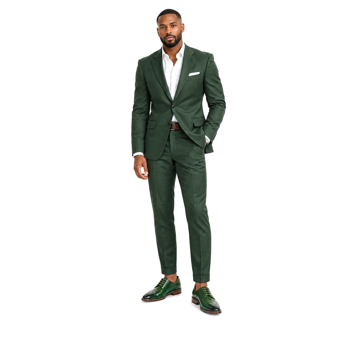 Giovanni Toby Green Leather Dress Shoes – styled with a green suit