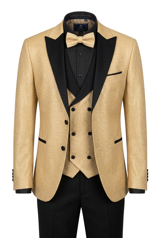 Gold with Black Lapel Tuxedo Suit