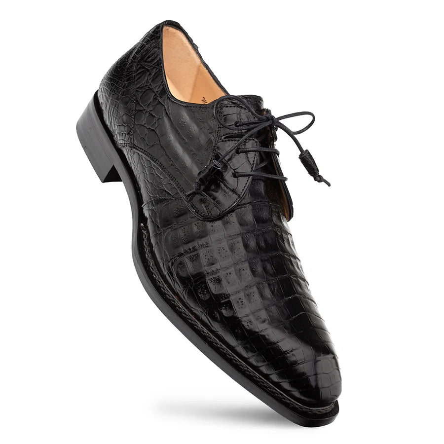 Mezlan Cratos Crocodile Derby Men's Black Dress Shoes