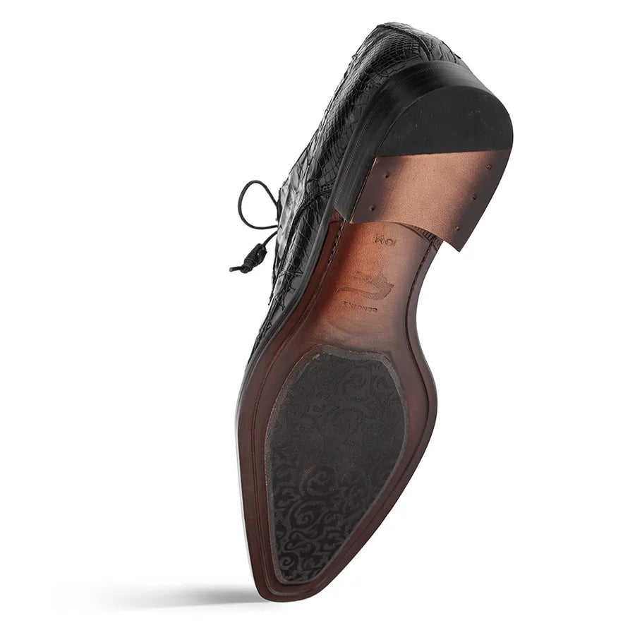 Mezlan Cratos Crocodile Derby Men's Black Dress Shoes