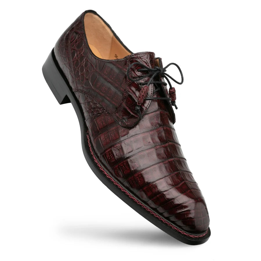Mezlan Cratos Crocodile Derby Men's Burgundy Dress Shoes