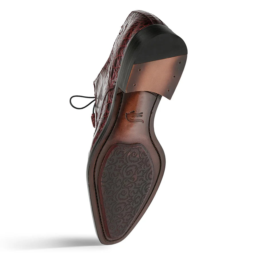 Mezlan Cratos Crocodile Derby Men's Burgundy Dress Shoes