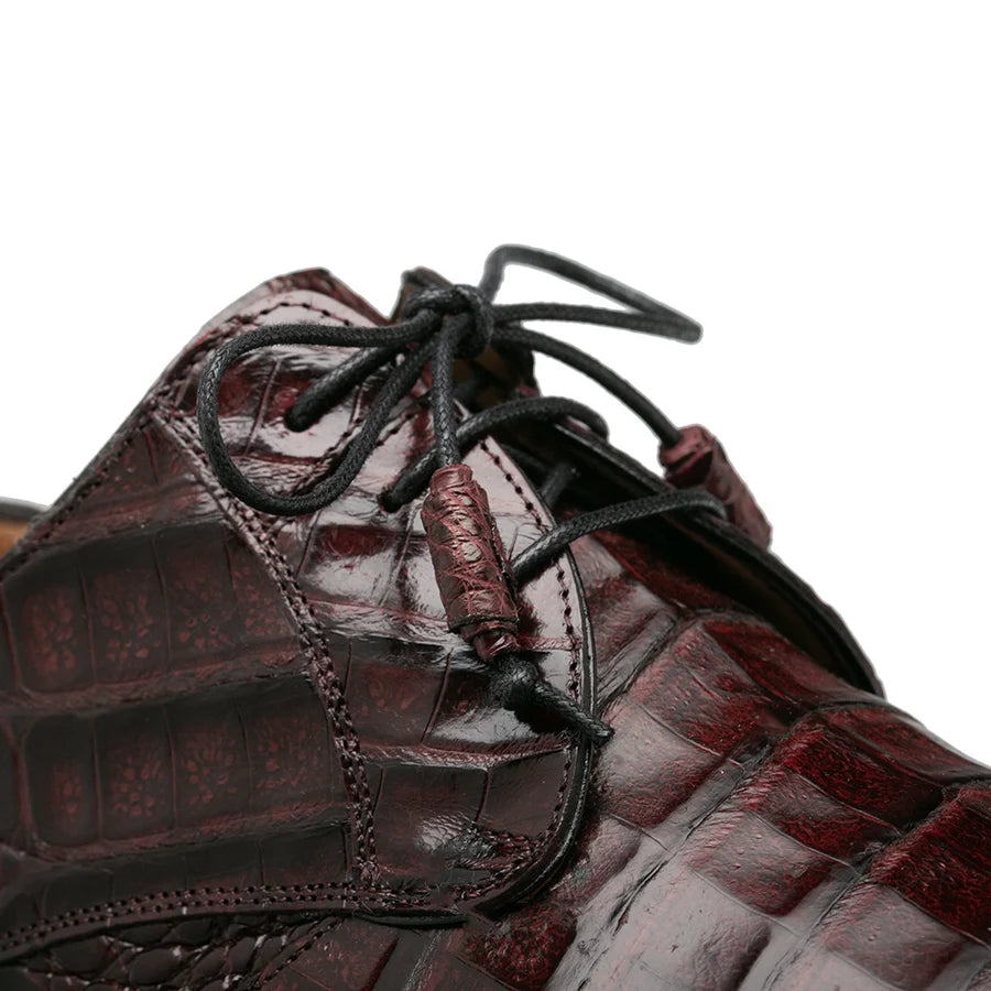 Mezlan Cratos Crocodile Derby Men's Burgundy Dress Shoes
