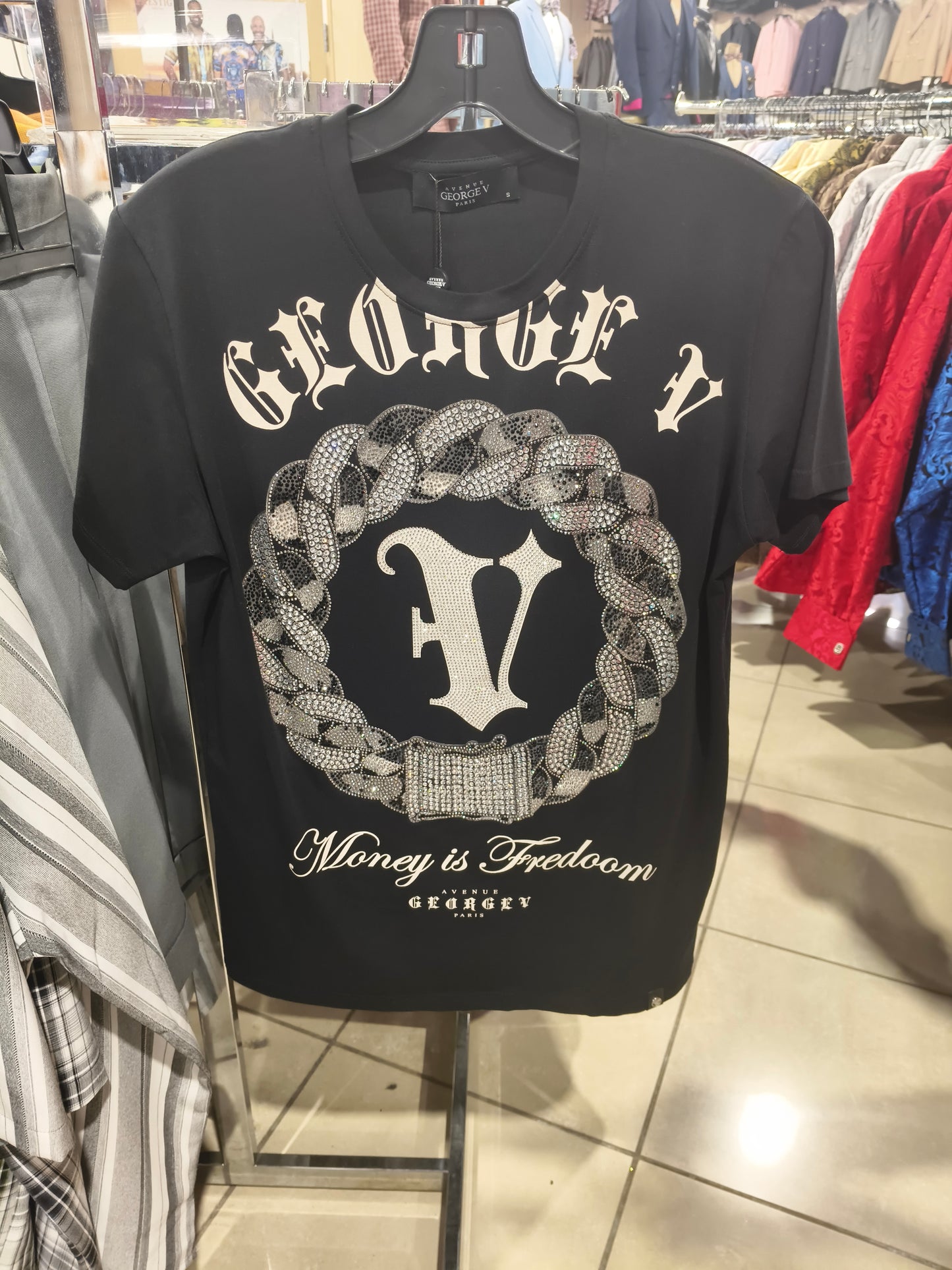 George V Medusa Crest Short Sleeve T-Shirt - money-chain-black-highres.jpg