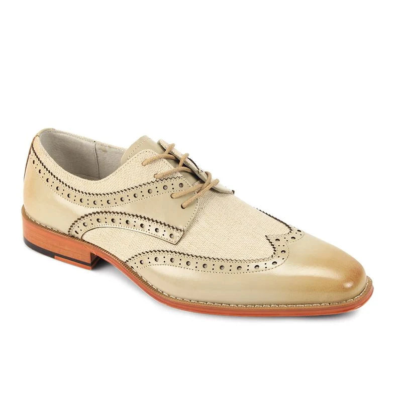 Giovanni NICO Men's Wingtip Leather Oxford Dress Shoe – Natural Beige