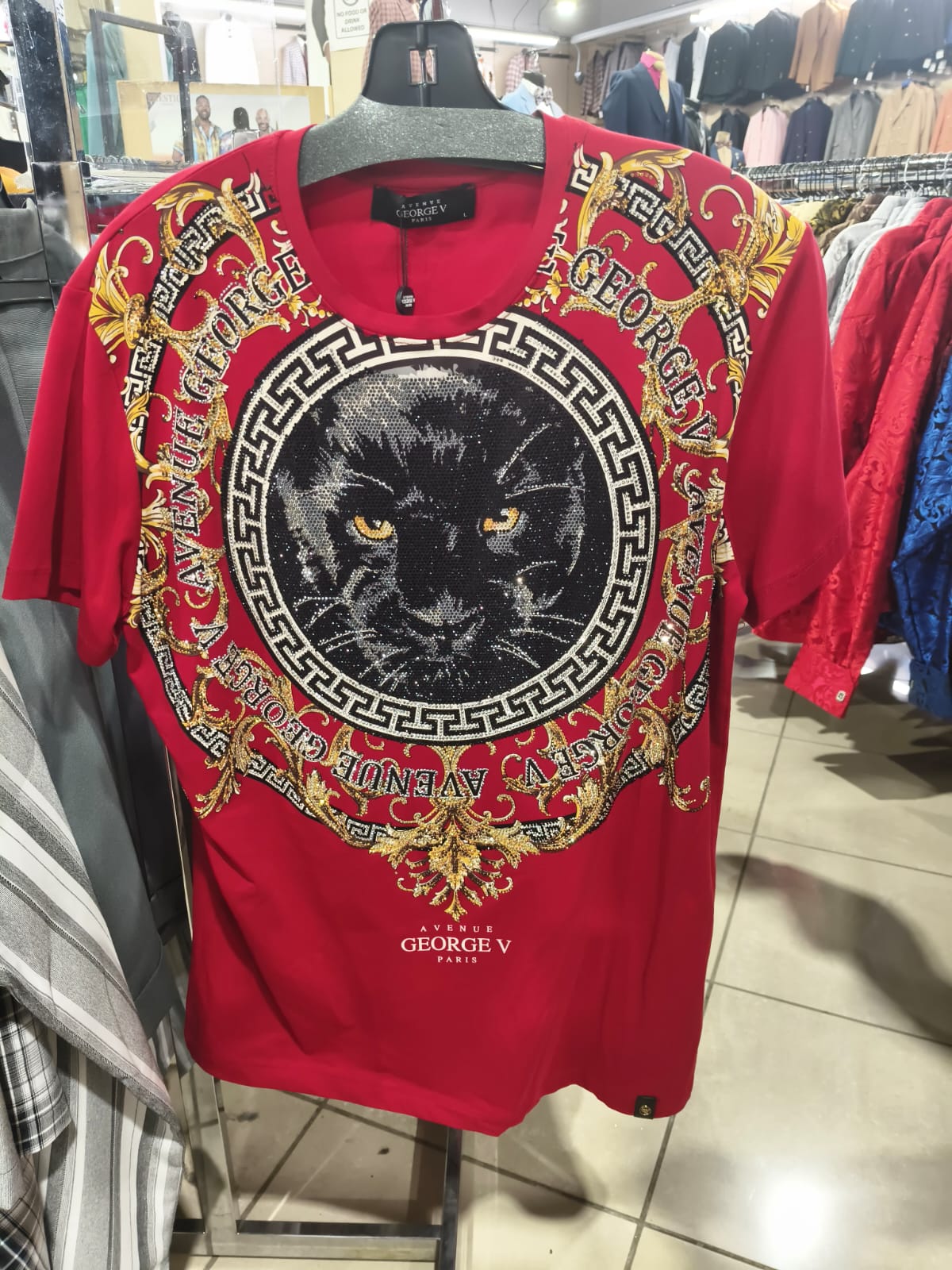 George V Panther Crest Short Sleeve T-Shirt - panther-crest-red.jpg