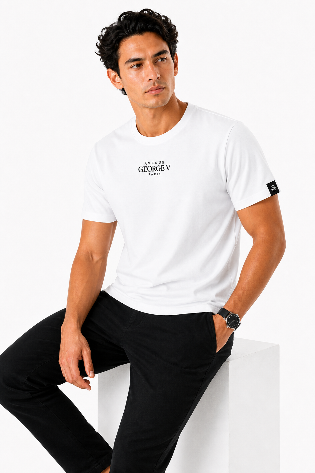 George Avenue Paris Plain T-Shirt - White - back - pending-row04-plain-white-alt-pose-2-ai-bg-white.png