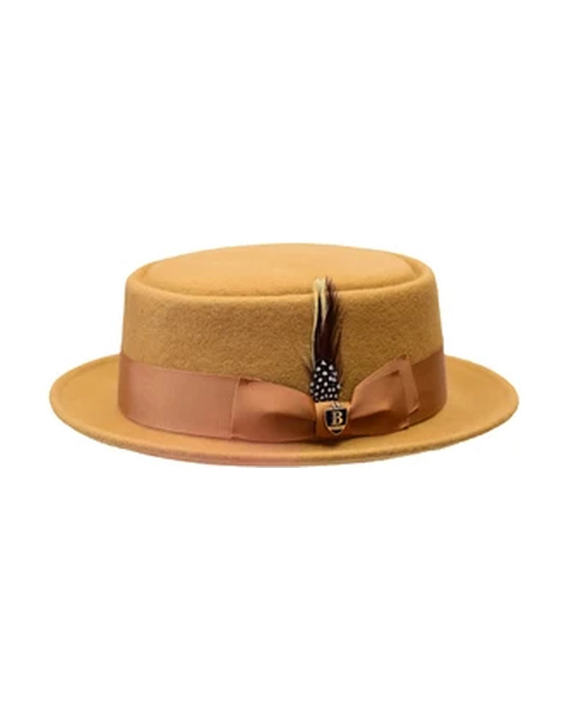 Pork Pie Collection  Wool Felt Pork Pie Fedora Hat with Bound Brim – Camel - wool felt pork pie hat photo 1