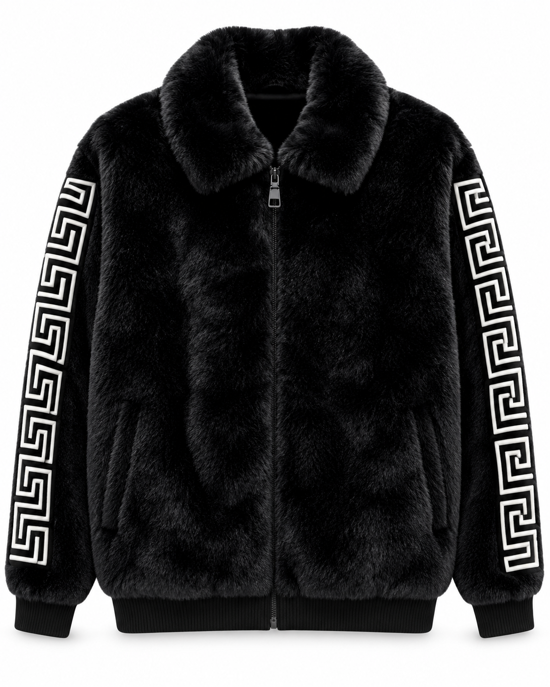 Prestige Original Men's Greek Key Fur Jacket in Black – men's Prestige Original at Turning Point, Baltimore