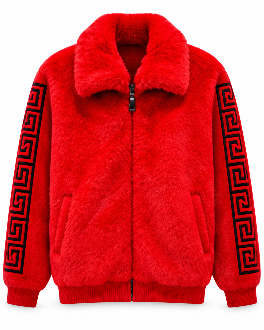 Prestige Original Men's Greek Key Fur Jacket in Red – men's Prestige Original at Turning Point, Baltimore