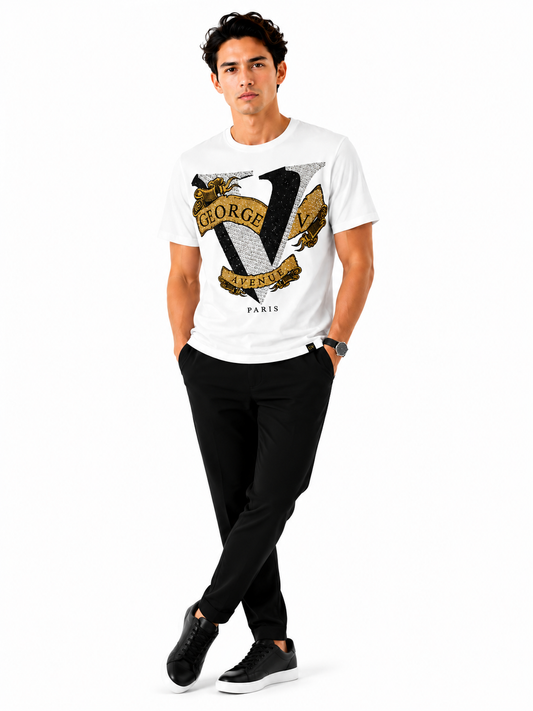 George V Ribbon V Short Sleeve T-Shirt - White - front - row19_front__1PMuxyyeCJssts8hQ4_wZzn22uu1QY1nV.png