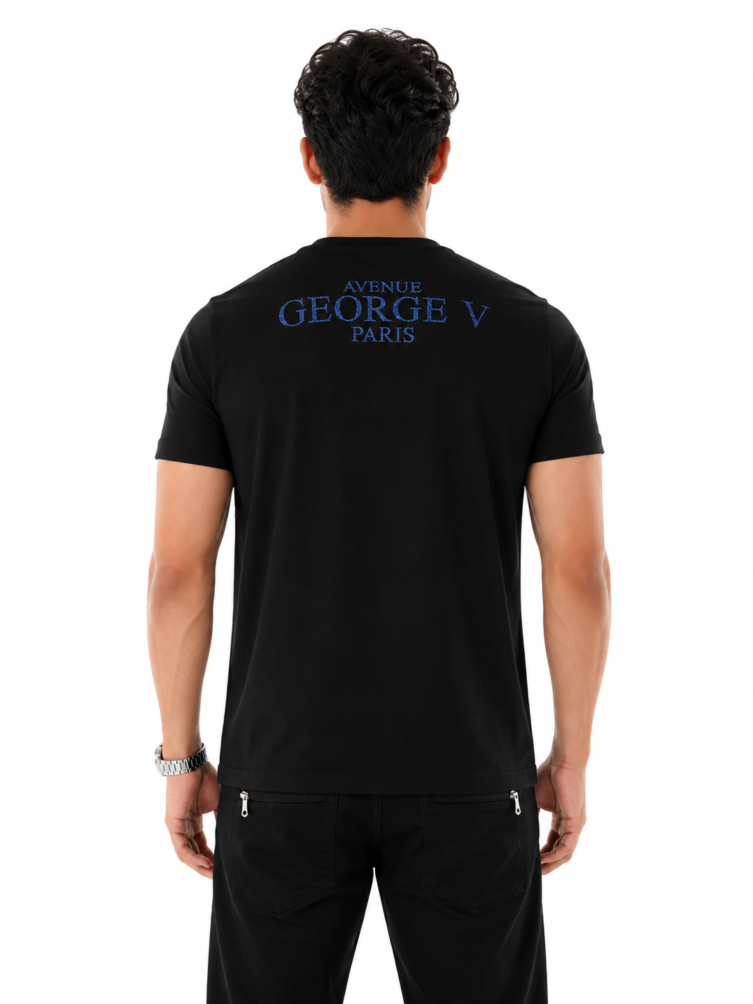 George V Crest Car Short Sleeve T-Shirt - Black / Blue - back - row7_back__1zkuNjCBYtmNeT9ZiknOXgLFbj-T36nOJ.png