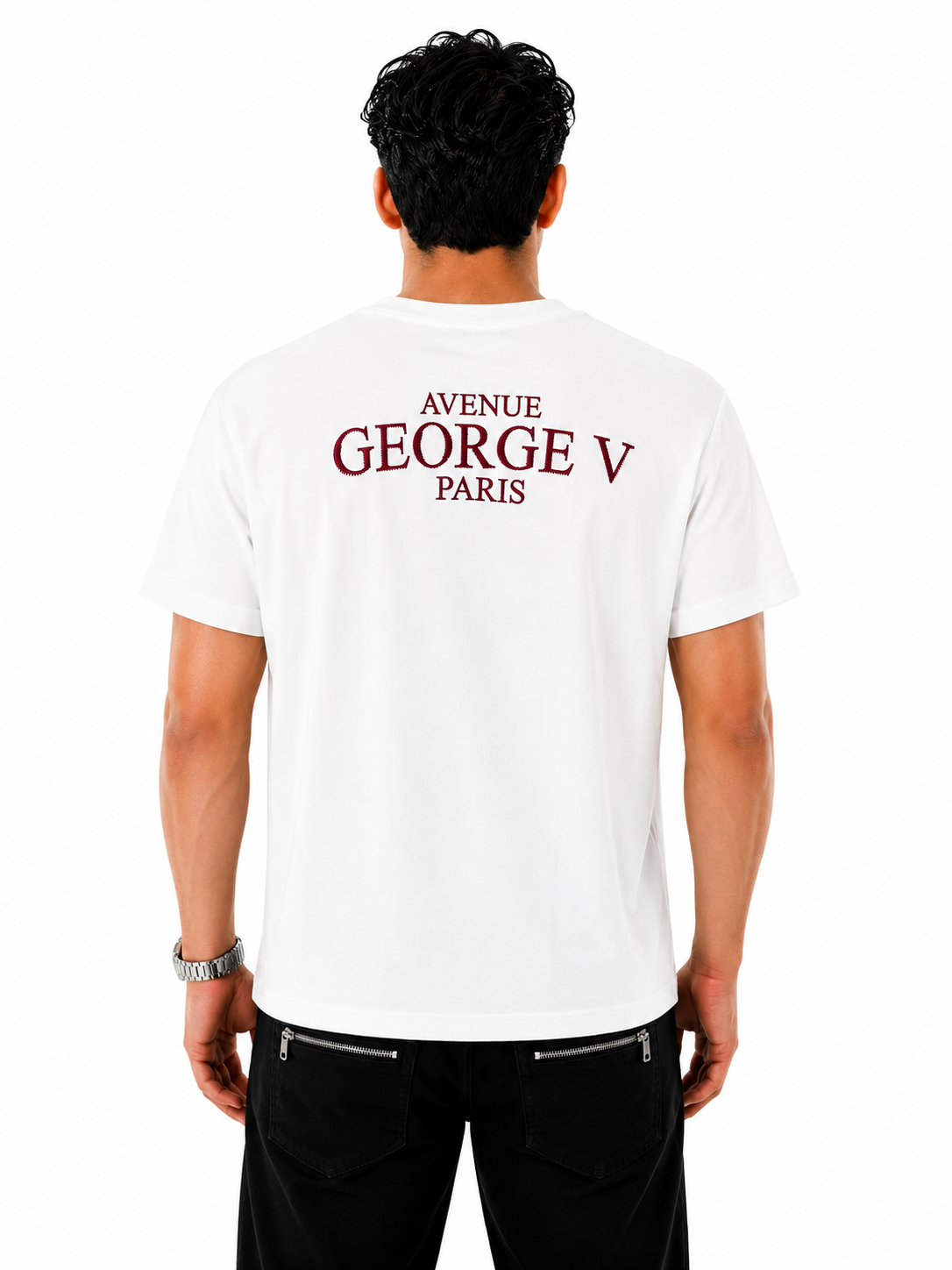George V Crest Car Short Sleeve T-Shirt - White / Pink - back - row9_pose__1b13xBLEsemLiivLd4wf01x7K5E7ykKH1.png