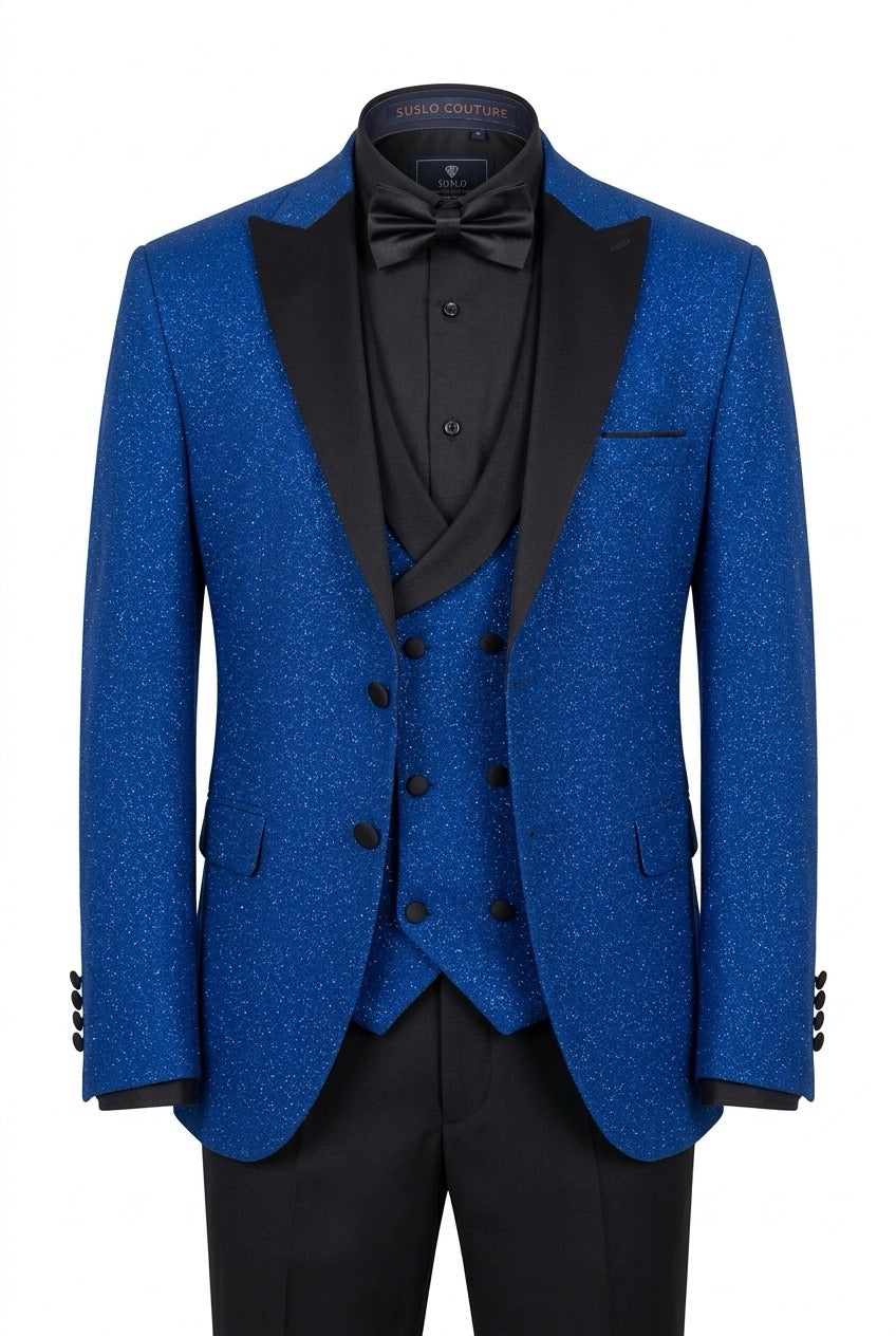 Royal Blue with Black Lapel Suit